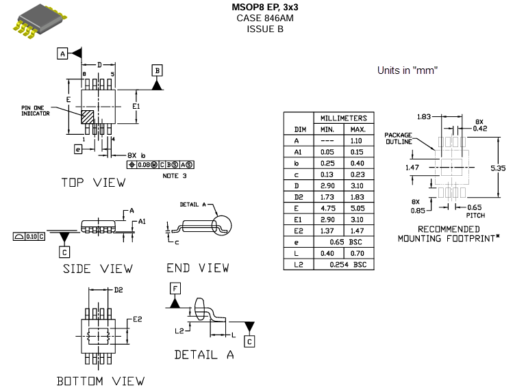 Technische Zeichnung - onsemi NCV81071 Gate-Treiber
